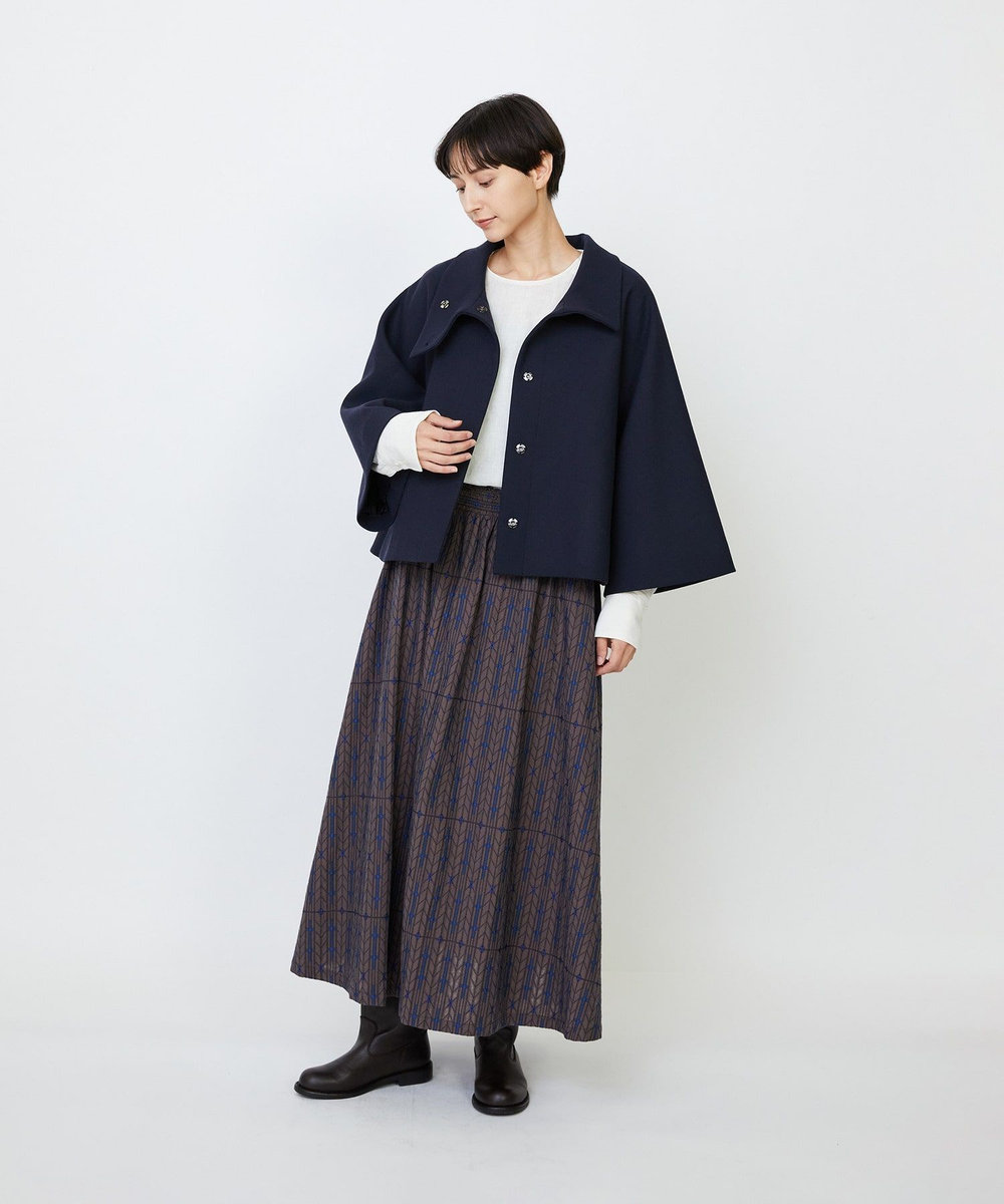 LOISIR Aラインショートジャケット ネイビー