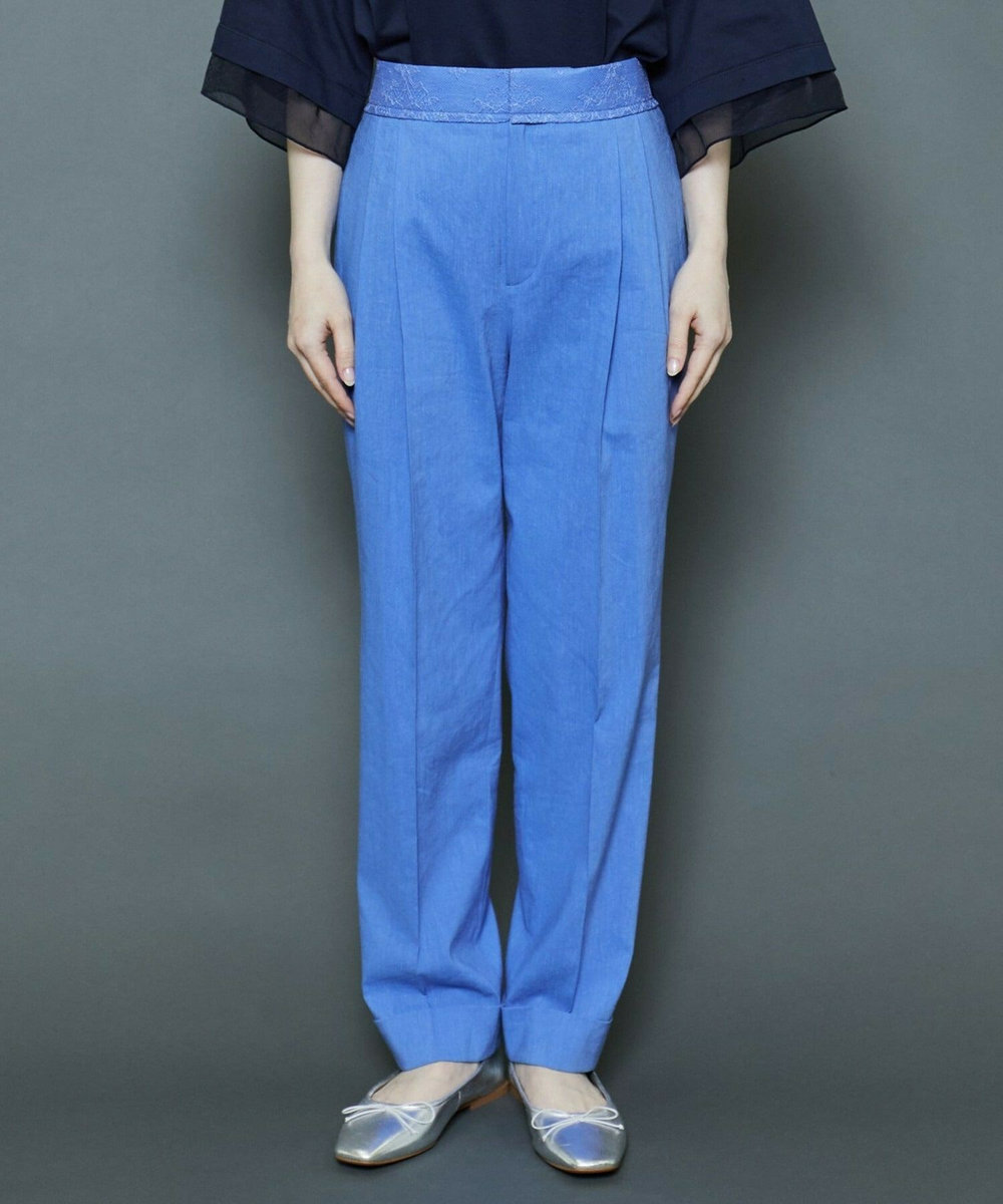 MOGA Collection [MOGA Collection]綿麻ナチュラストレッチパンツ ブルー