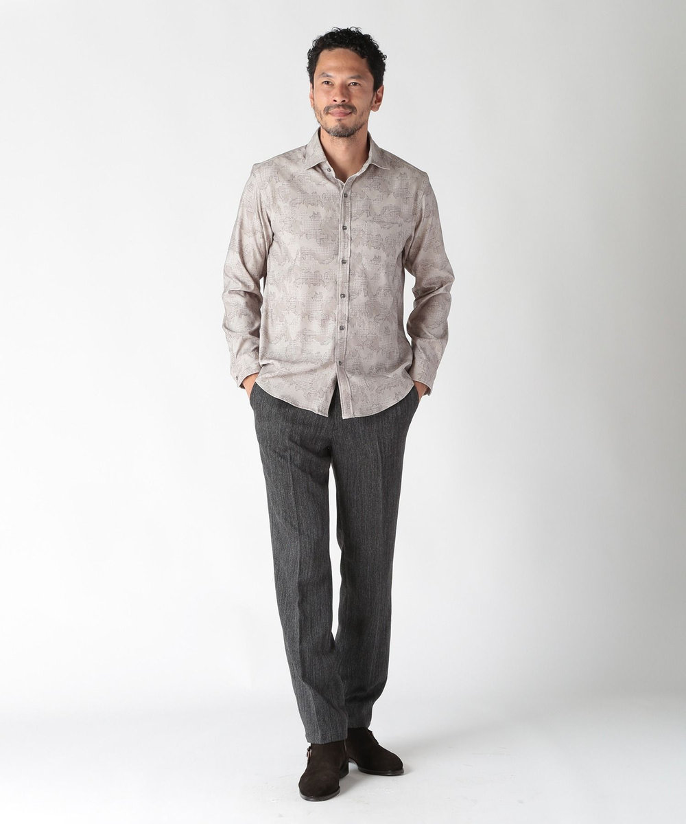 MEN'S BIGI デニム調ツイードストレッチパンツ グレー
