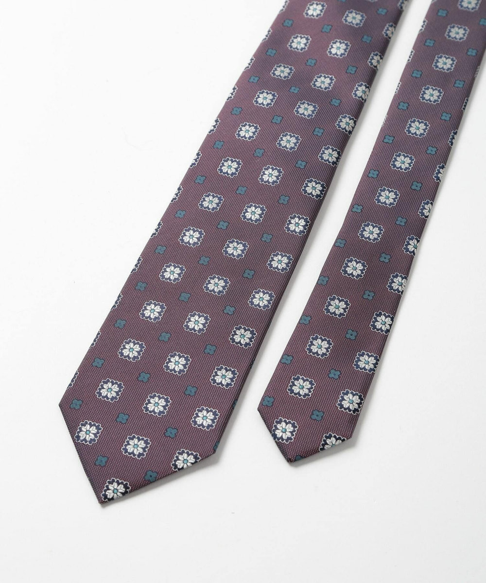 MEN'S BIGI 【TIE YOUR TIE(タイユアタイ)】ヴィンテージフラワー柄ネクタイ ボルドー