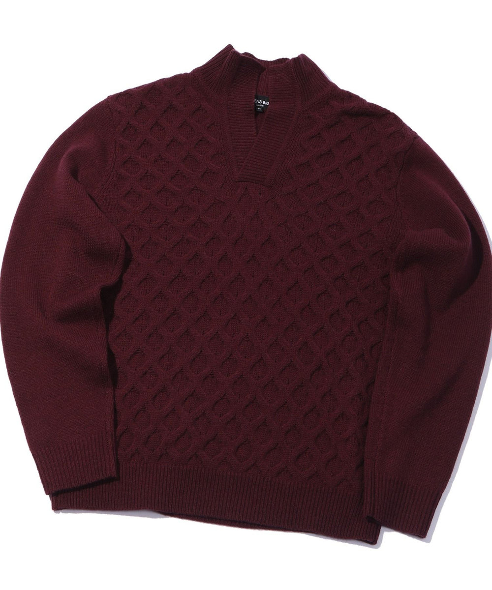 MEN'S BIGI 7Gハニカムスキッパーニット ボルドー