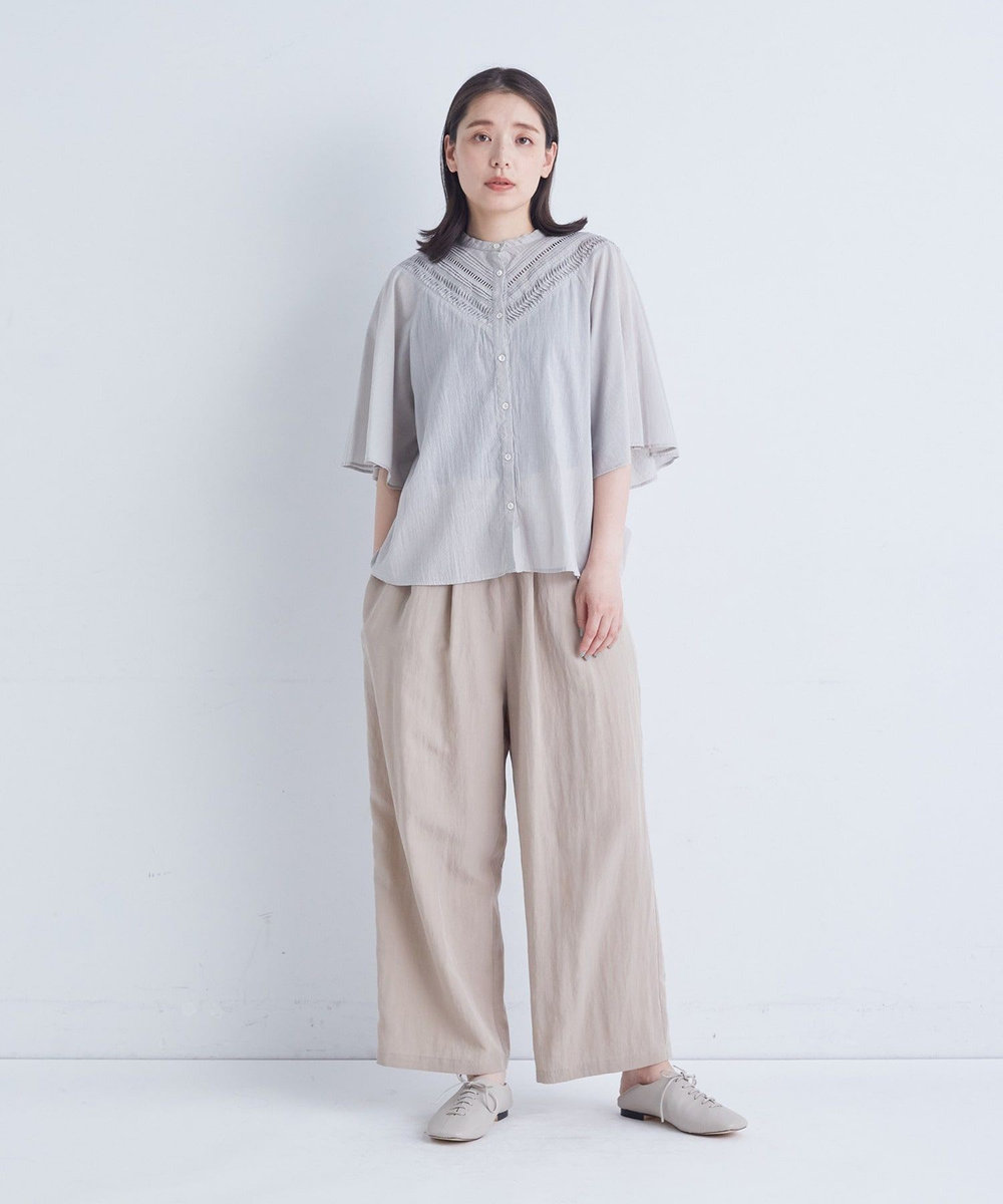 ADIEU TRISTESSE インドフィッシュボーンブラウス グレー