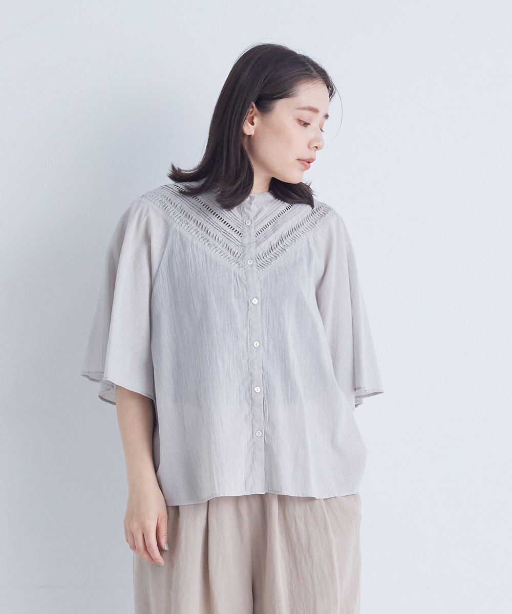 ADIEU TRISTESSE インドフィッシュボーンブラウス グレー
