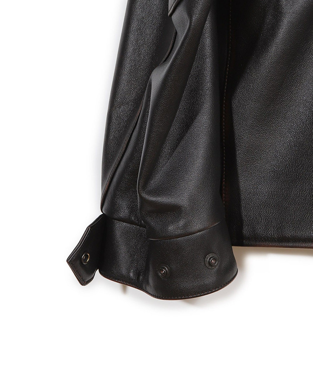 MEN'S BIGI 【50th Anniv . 菊池武夫】AGED SHEEPSKIN LEATHER JACKET ブラウン