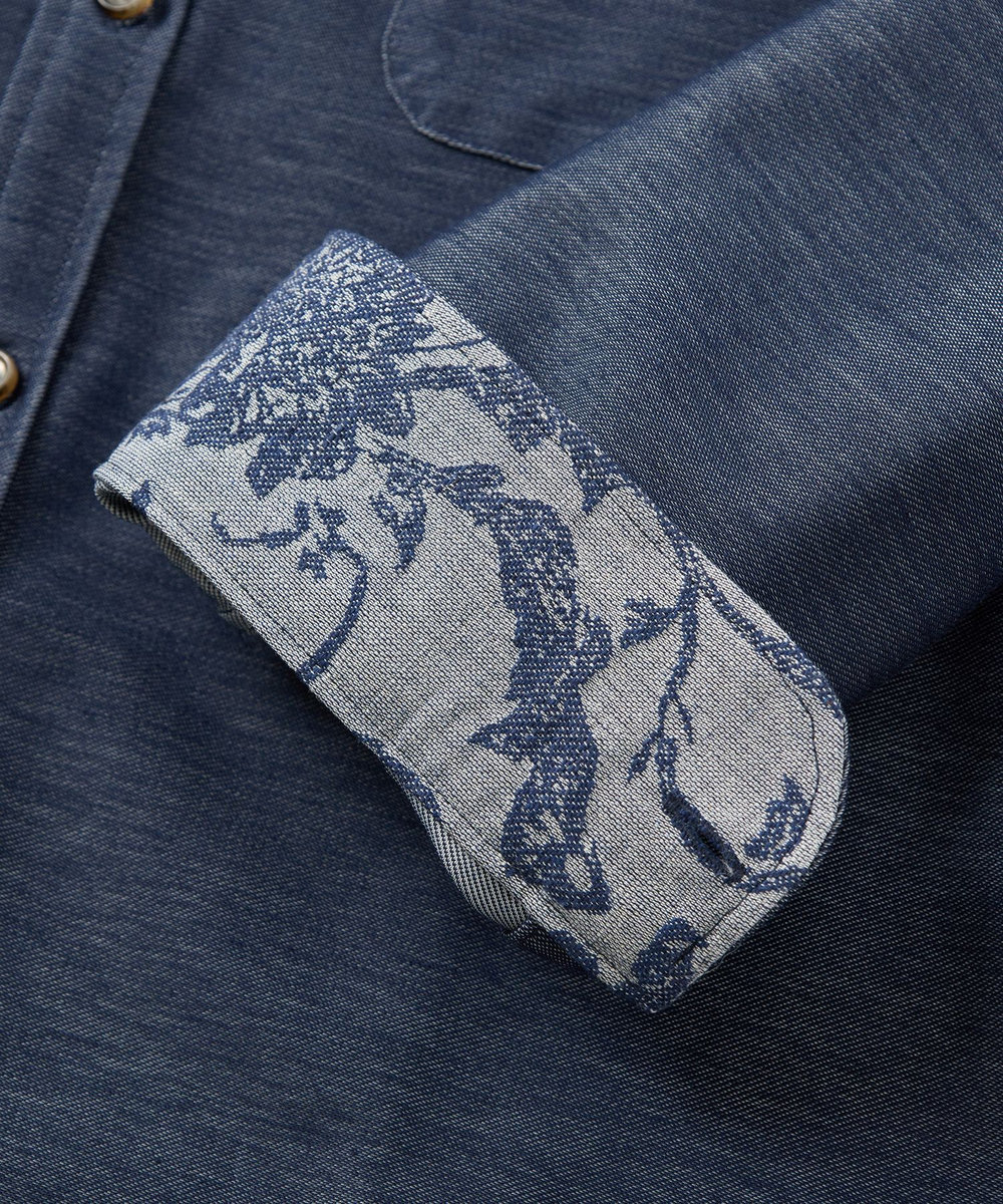 MEN'S BIGI デニムジャージ シャツブルゾン＜ストレッチ＞ ネイビー