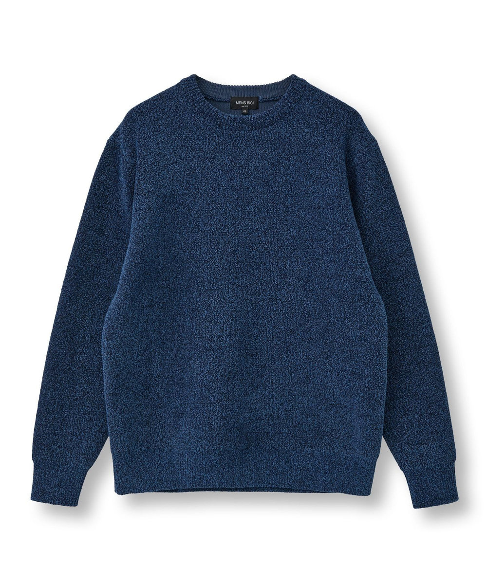 MEN'S BIGI メランジ調モールニット ネイビー