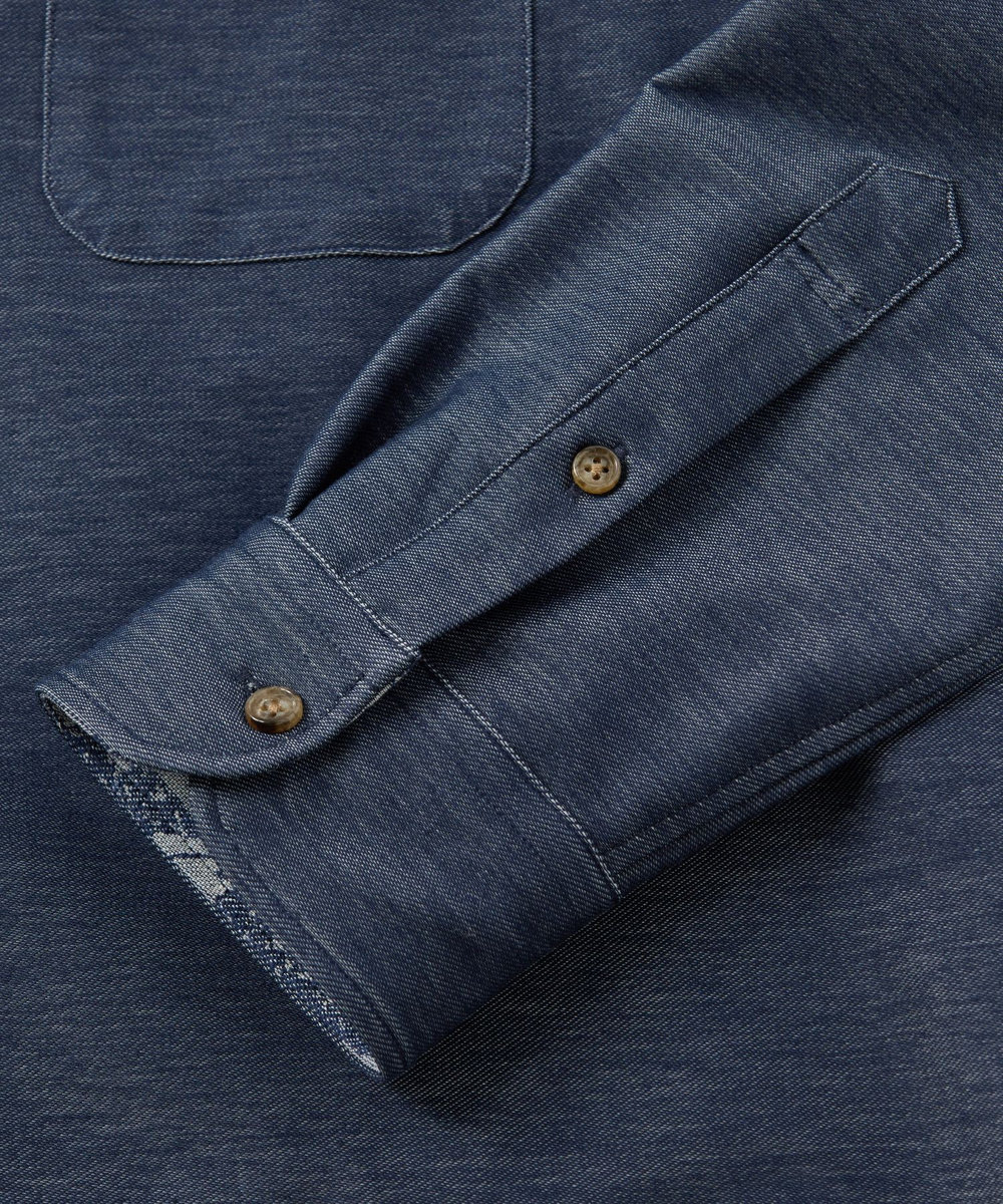 MEN'S BIGI デニムジャージ シャツブルゾン＜ストレッチ＞ ネイビー