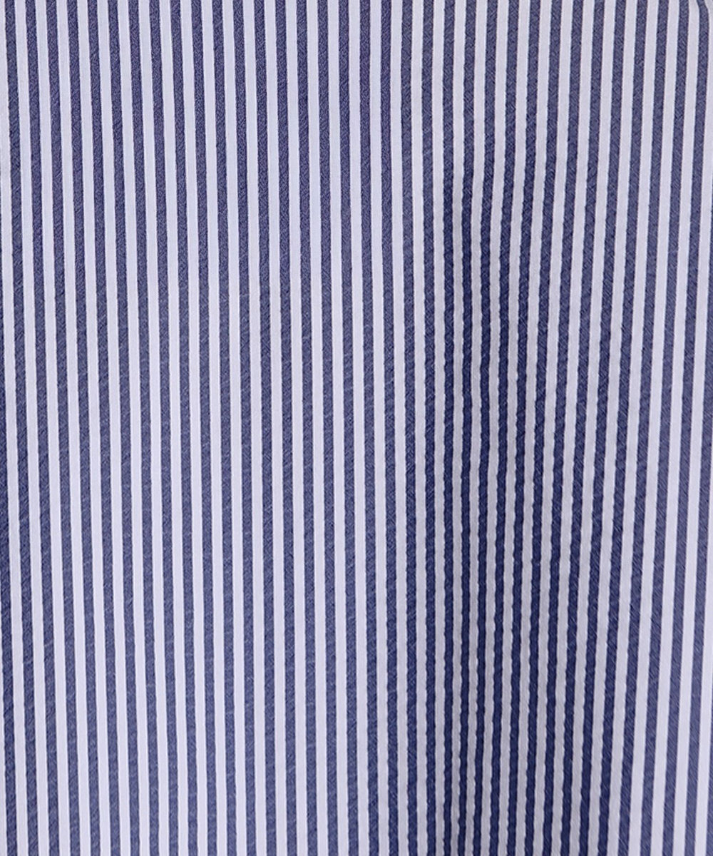MEN'S BIGI 4WAYサッカーストライプシャツ<ストレッチ><EASY CARE> ブルー