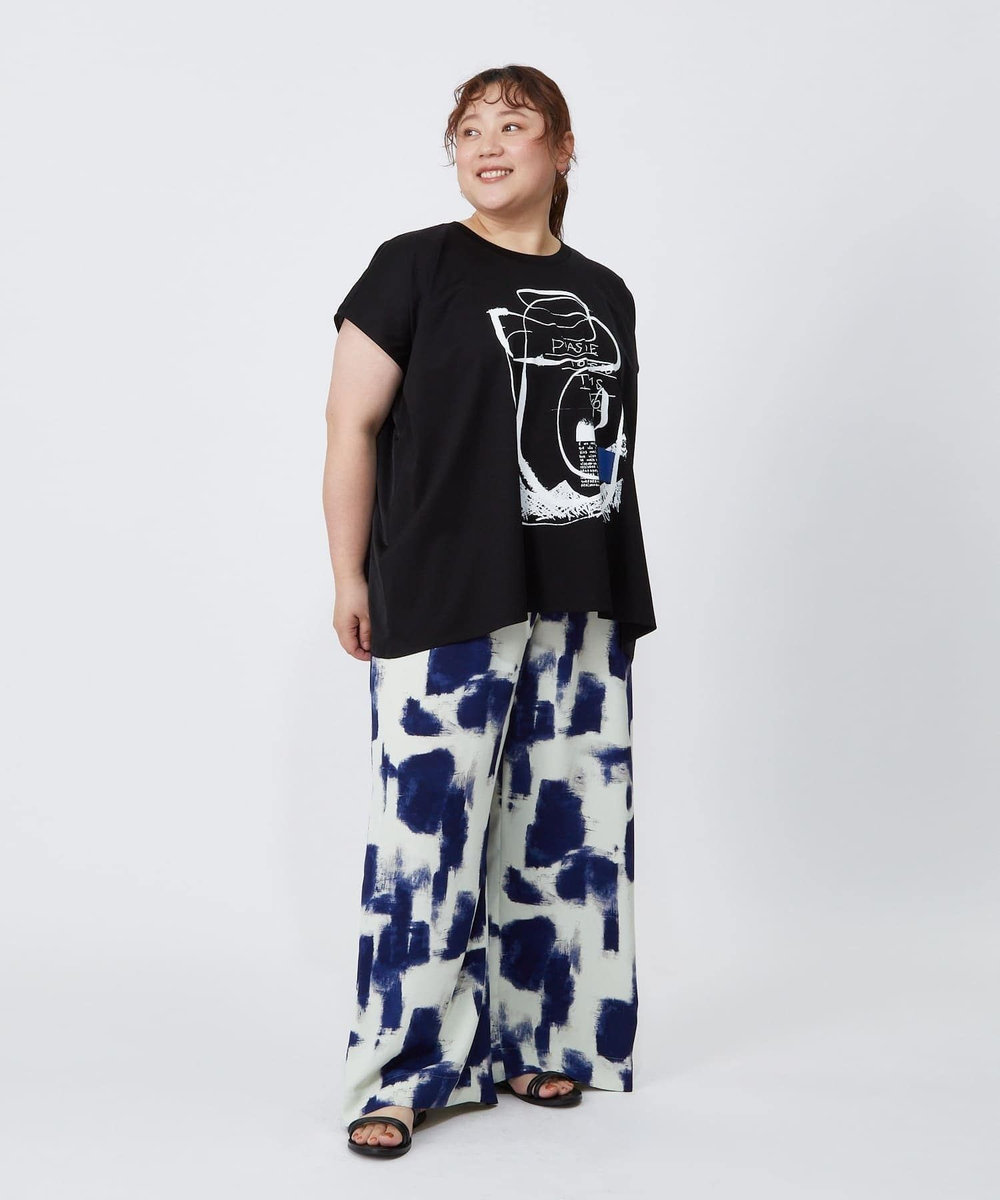 MOGA Lサイズ（大きいサイズ） 【大きいサイズ】コットンスムースプリントTシャツ ブラック