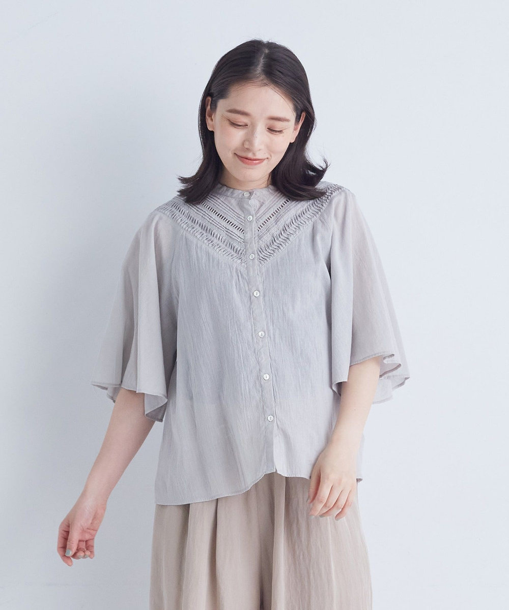 ADIEU TRISTESSE インドフィッシュボーンブラウス グレー