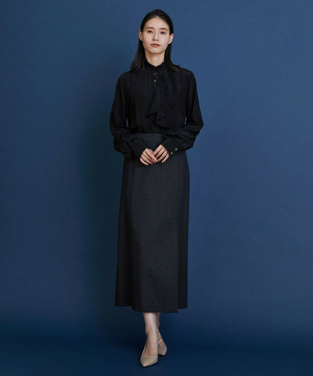 L'EQUIPE COUTURIER ウールカシミヤスカート チャコールグレー