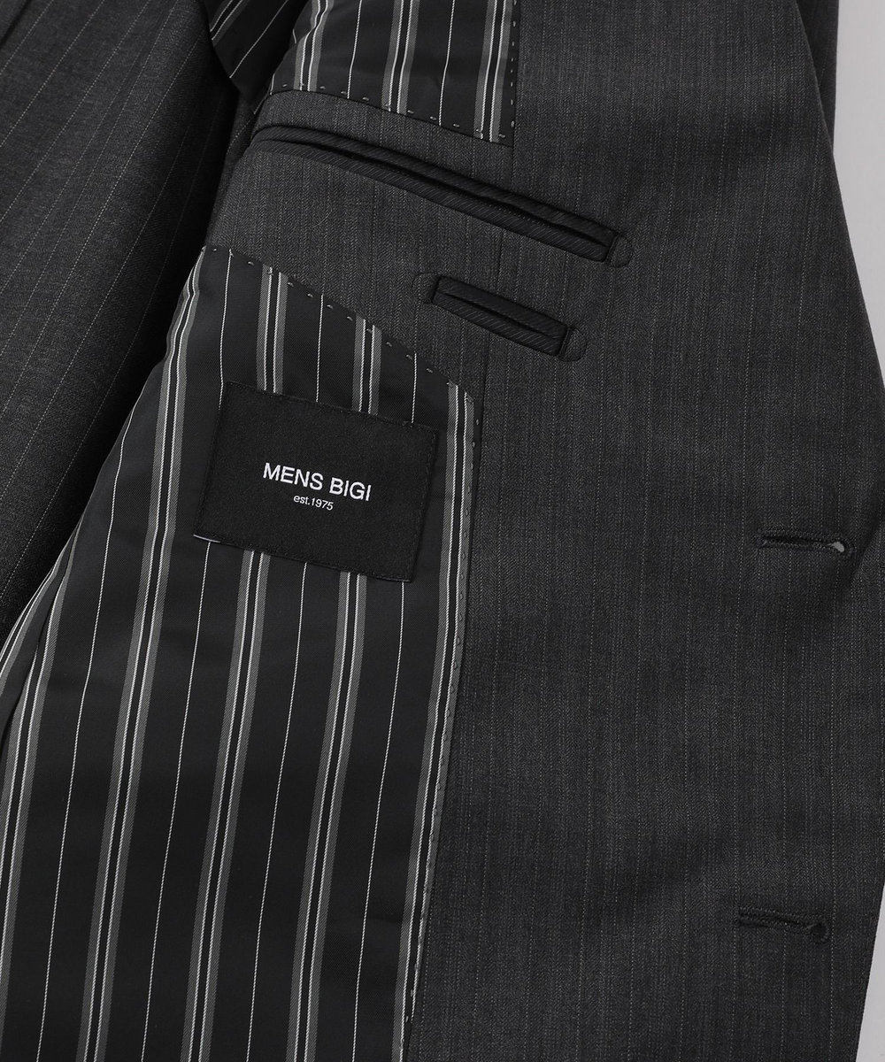 MEN'S BIGI ヘリンボーンストライプスーツセットアップ グレー