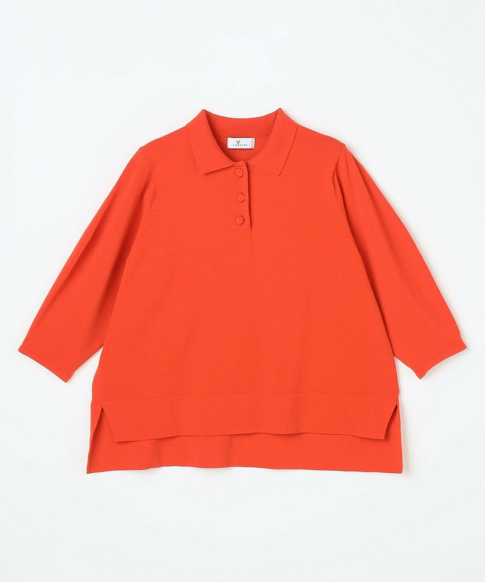 L'EQUIPE 綿ポリストレッチニットポロ レッド