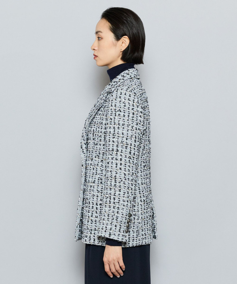 L'EQUIPE COUTURIER LINTONツイードテーラードジャケット サックスブルー