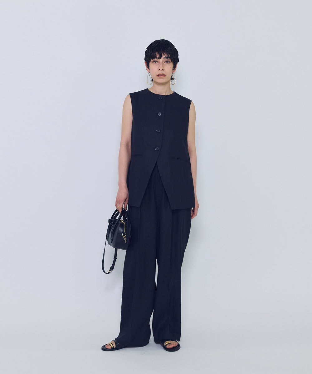 1er Arrondissement リネンペーパーヤーンへリンボンジレ ブラック