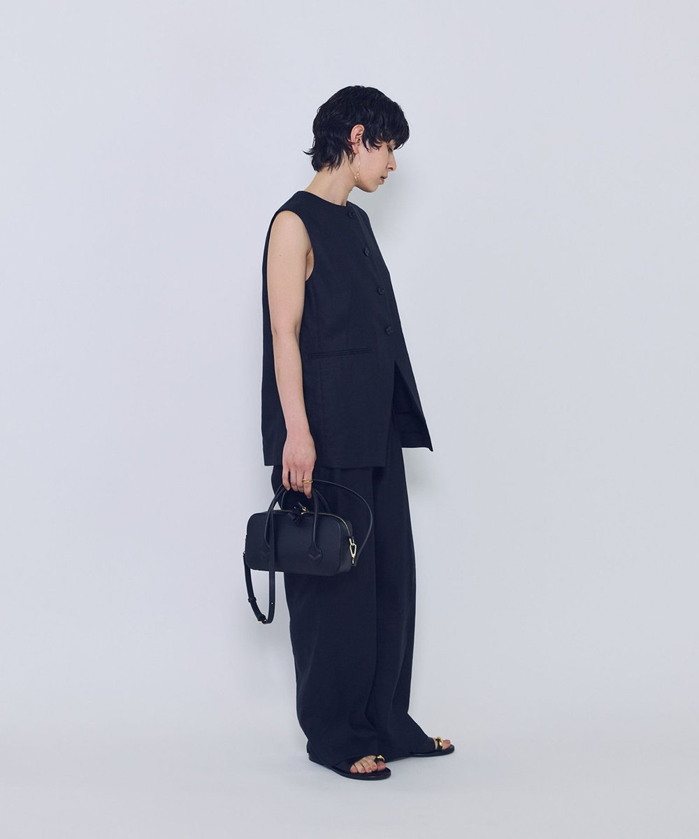 1er Arrondissement リネンペーパーヤーンへリンボンジレ ブラック