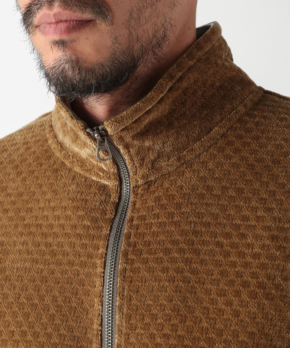 MEN'S BIGI スタンドジップモールジャカードブルゾン グリーン