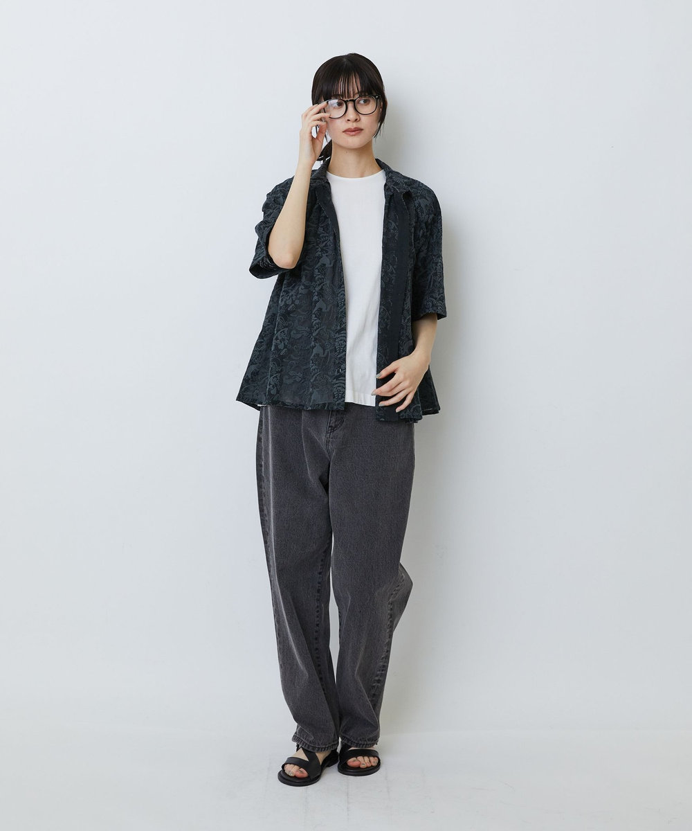 LOISIR 【アーティストコラボ】LOISIR×TORANEKOBONBON エンブロイダリーAラインシャツ ブラック系その他