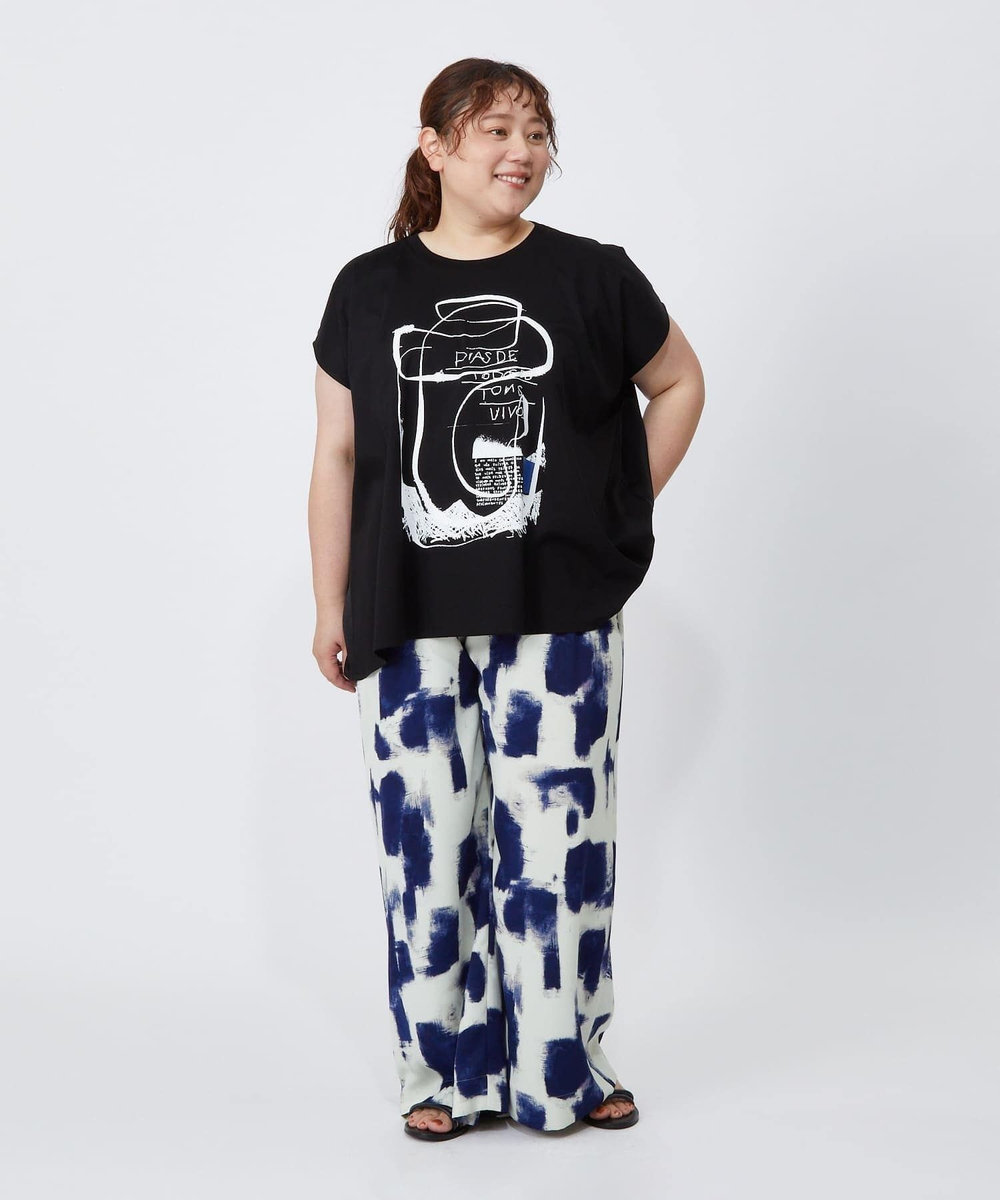 MOGA Lサイズ（大きいサイズ） 【大きいサイズ】コットンスムースプリントTシャツ ブラック