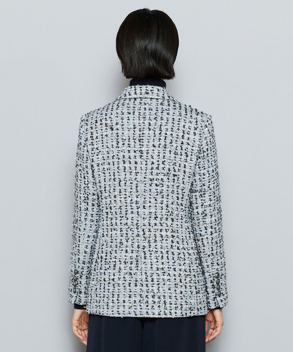 L'EQUIPE COUTURIER LINTONツイードテーラードジャケット サックスブルー