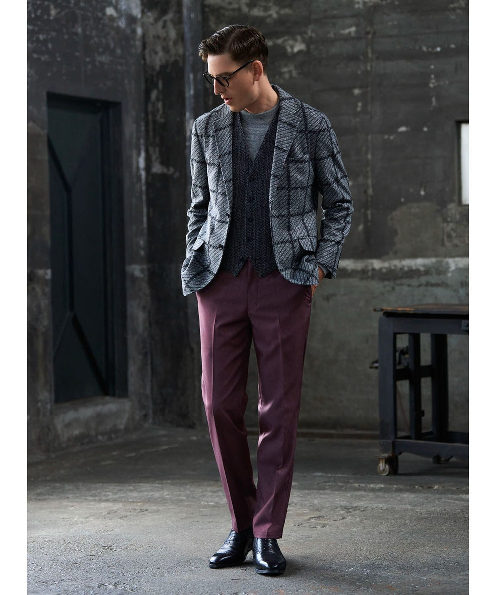 MEN'S BIGI 【LANIFICIO ROMA】ジャージテーラードジャケット グレー系その他