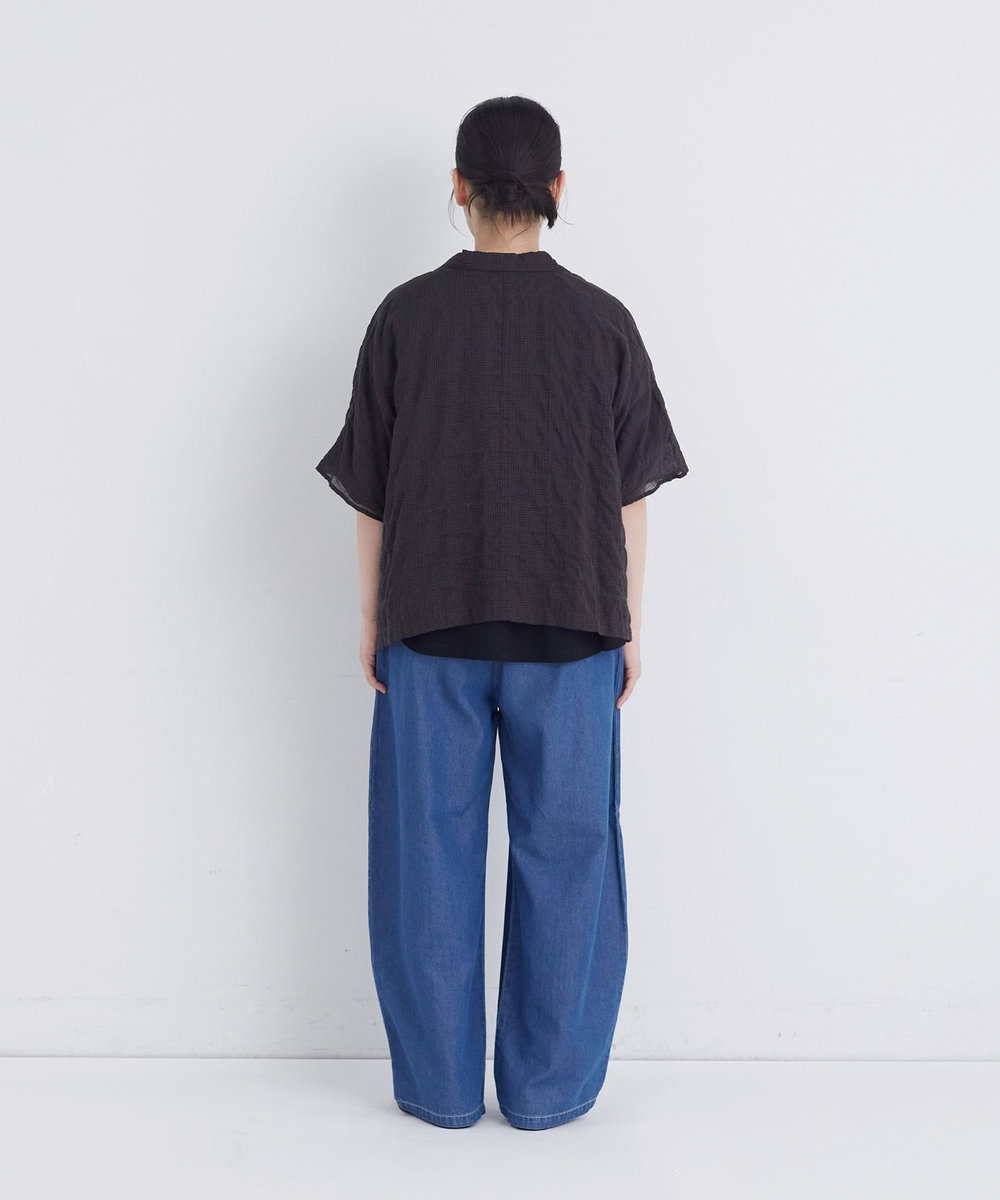 congés payés ADIEU TRISTESSE 【FAVE】シャーリングオープンカラーシャツジャケット ブラウン系その他