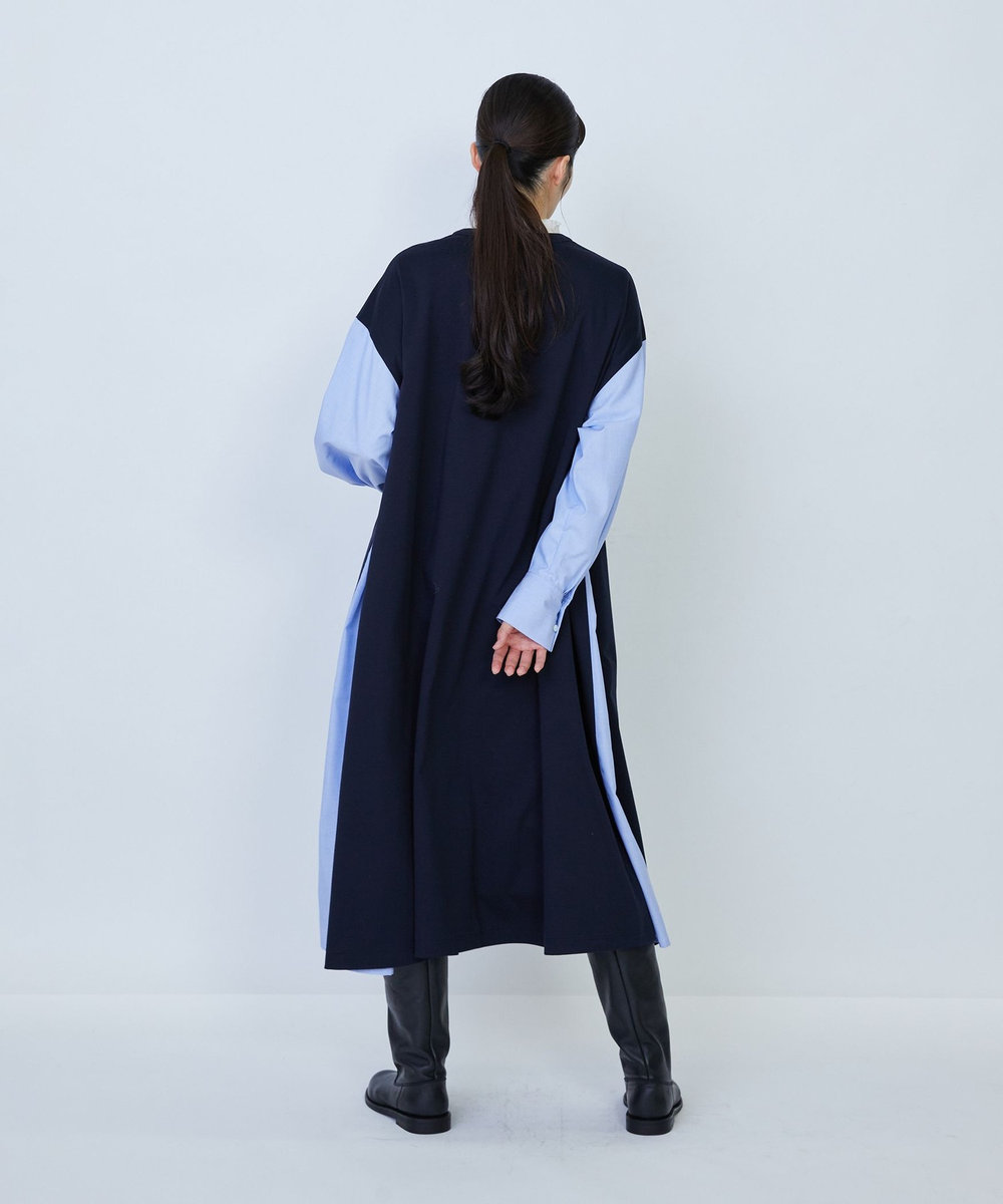 LOISIR コットンポンチコンビネーションワンピース ブルー系その他