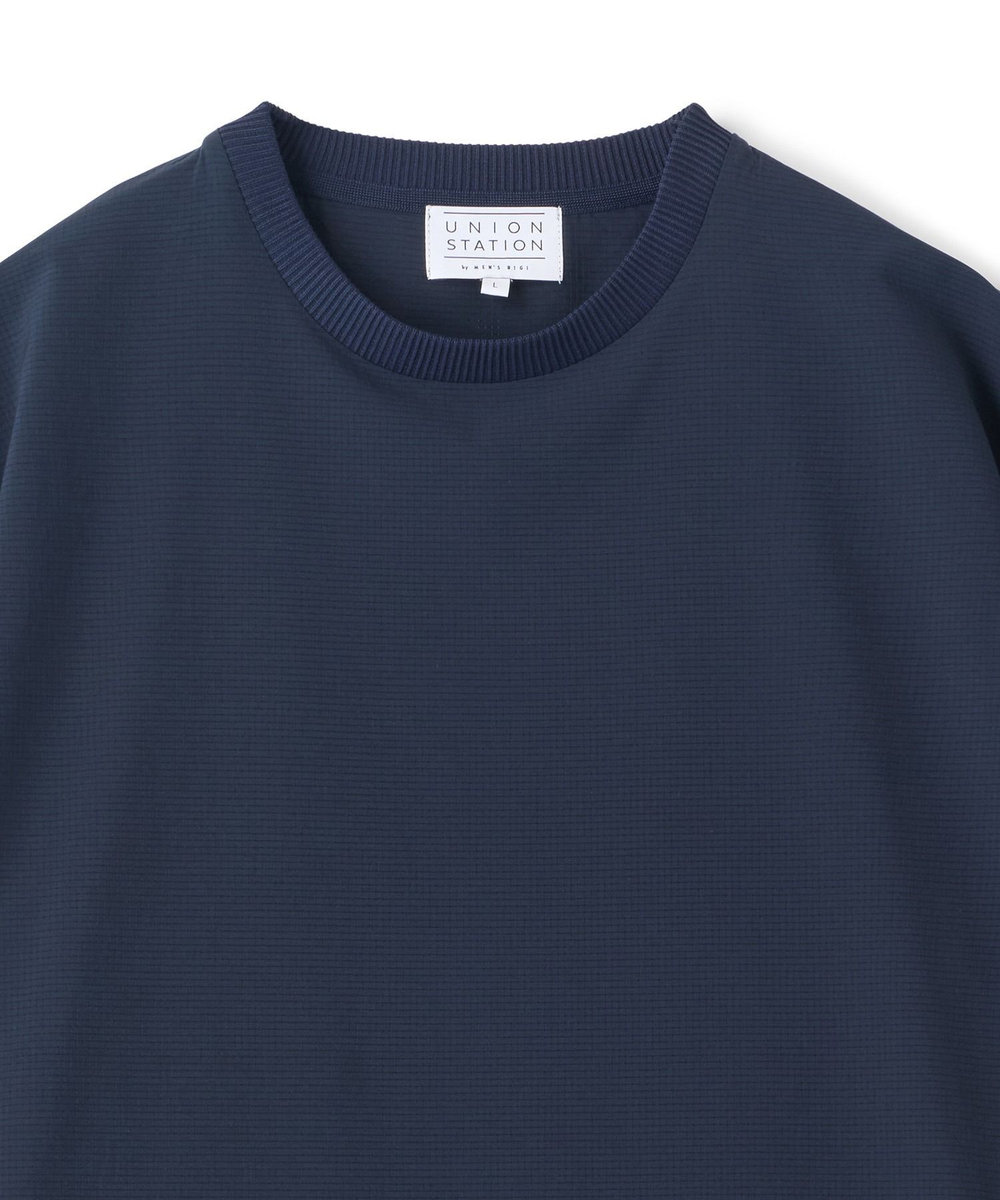 UNION STATION ドットメッシュドローコードTシャツ〈ストレッチ・マシンウォッシャブル・軽量・接触冷感・通気性〉 ネイビー