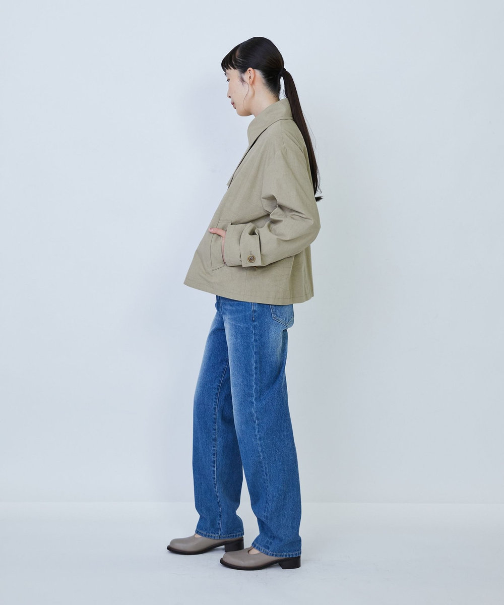 LOISIR グランジコットンポプリンショートトレンチ ベージュ