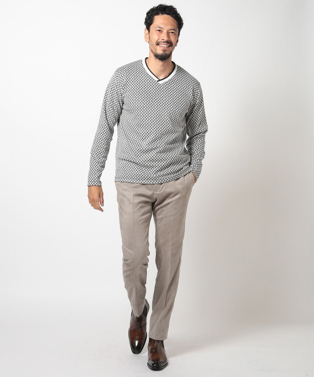 MEN'S BIGI フクレジャカードVネックカットソー ホワイト系その他