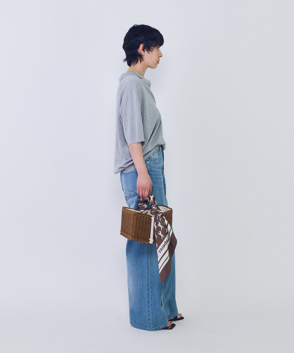 1er Arrondissement スキッパーショートスリーブニット トップグレー