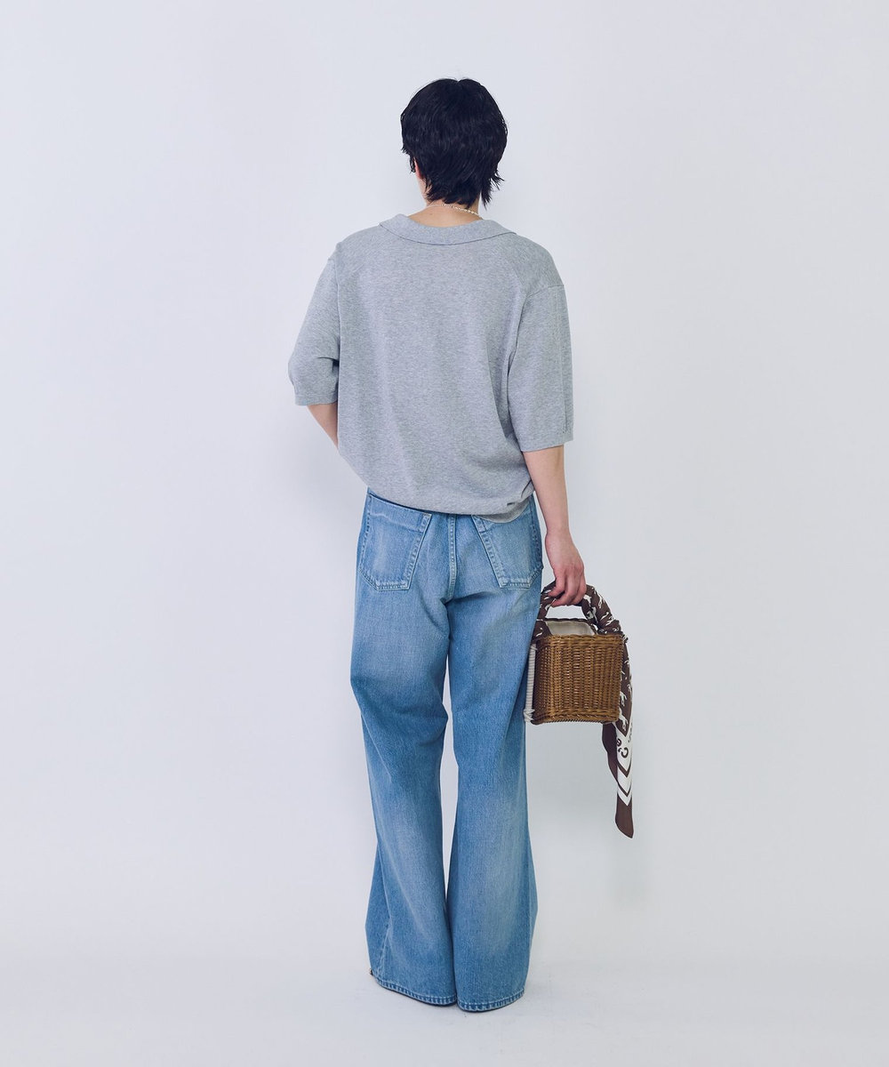 1er Arrondissement スキッパーショートスリーブニット トップグレー