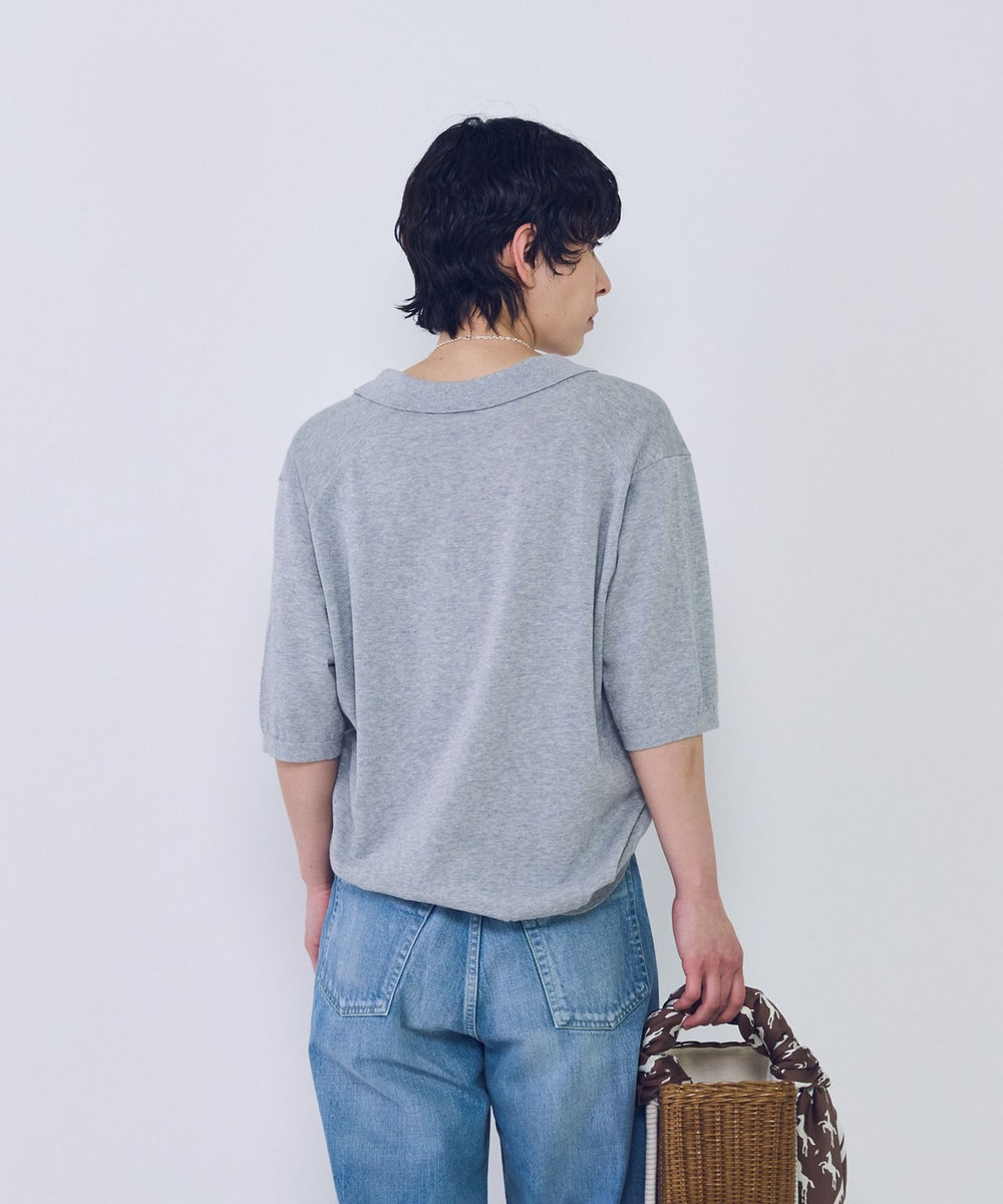 1er Arrondissement スキッパーショートスリーブニット トップグレー