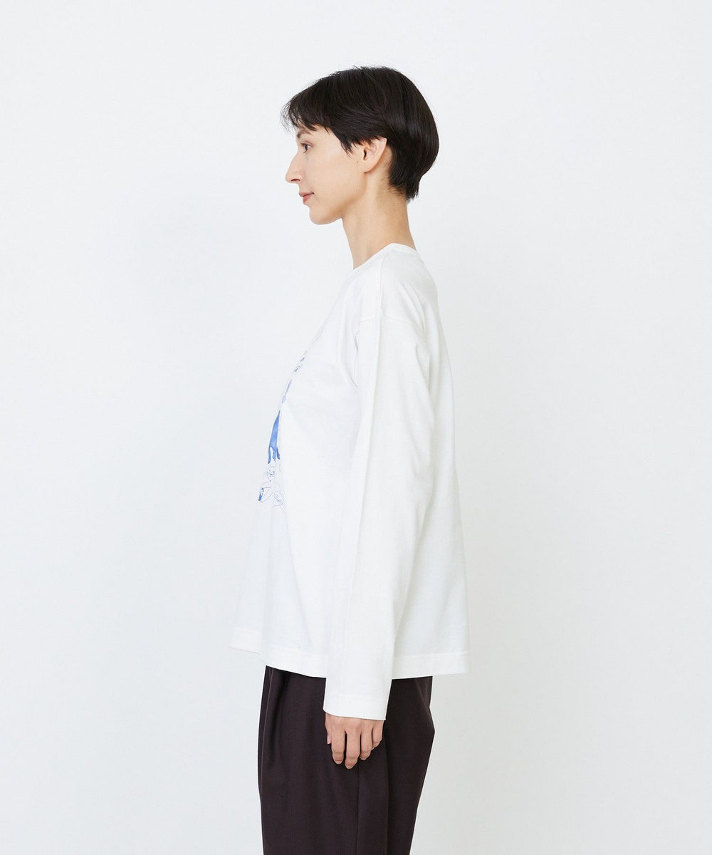 LOISIR 【EC限定・アーティストコラボ】LOISIR×TORANEKOBONBON CATプリントロングスリーブTシャツ オフホワイト