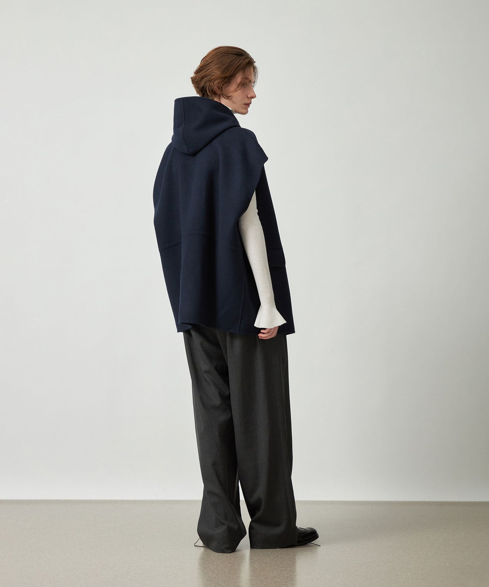 DÉPAREILLÉ DOUBLE FACE BEAVER PONCHO GILET / ダブルフェイスビーバーポンチョジレ ネイビー
