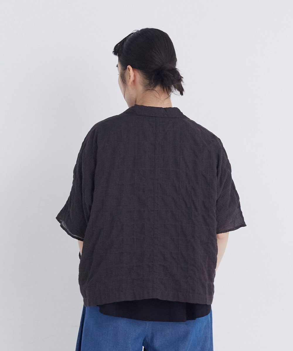 congés payés ADIEU TRISTESSE 【FAVE】シャーリングオープンカラーシャツジャケット ブラウン系その他