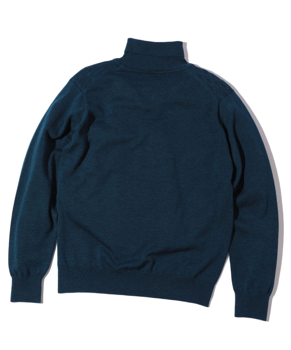 MEN'S BIGI ランダムヘリンボン編み12Gジャカードハイネックニット エメラルド