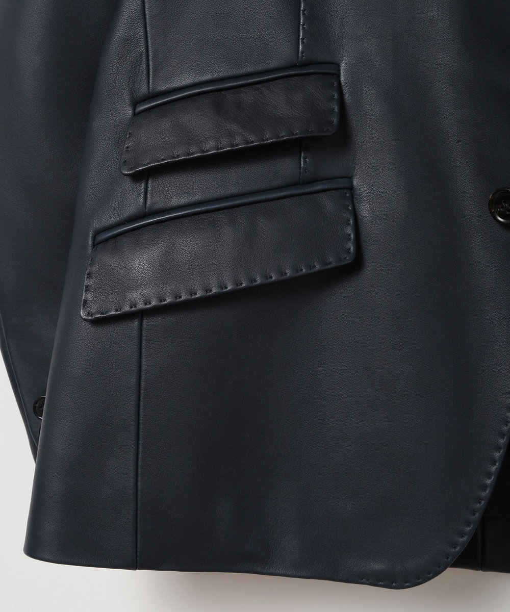 MEN'S BIGI シープレザーテーラードジャケット ネイビー