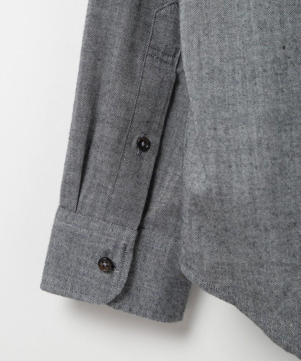 MEN'S BIGI コットンカシミアヘリンボーンシャツ ブラック