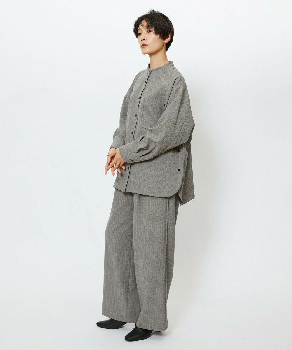 feerique feerique ウールライクストライプワイドパンツ ブラウン