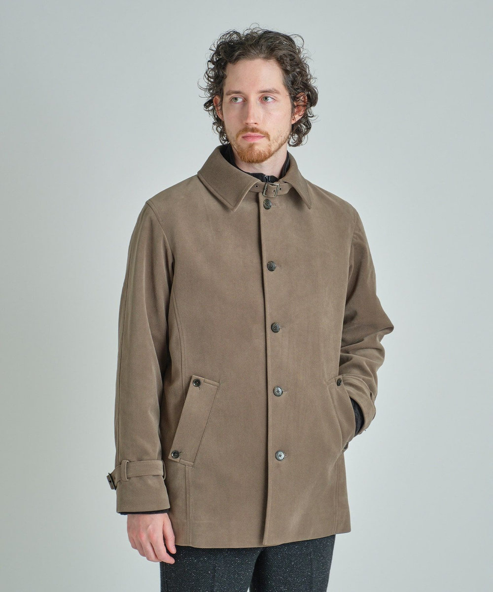 MEN'S BIGI ベロアボンディング ショートコート＜ストレッチ＞ ベージュ
