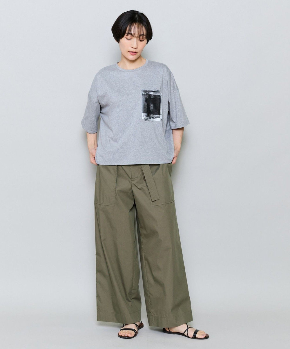 MOGA ハイゲージ天竺フォトプリントTシャツ トップグレー