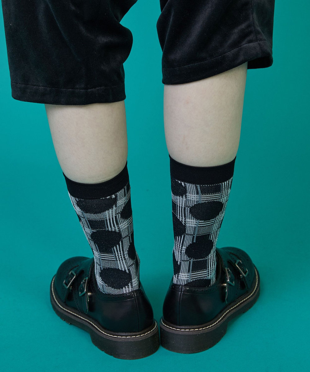 FRAPBOIS チェックオンドットソックス ブラック