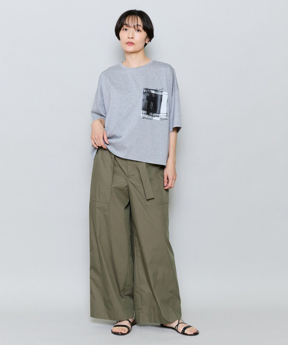 MOGA ハイゲージ天竺フォトプリントTシャツ トップグレー
