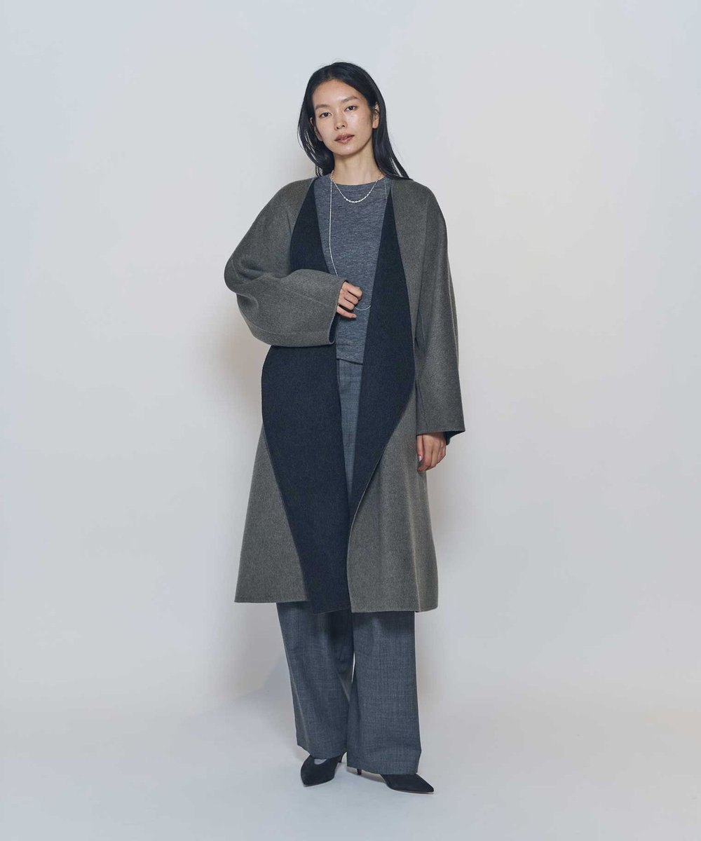 1er Arrondissement ソフトドレープコート カーキ
