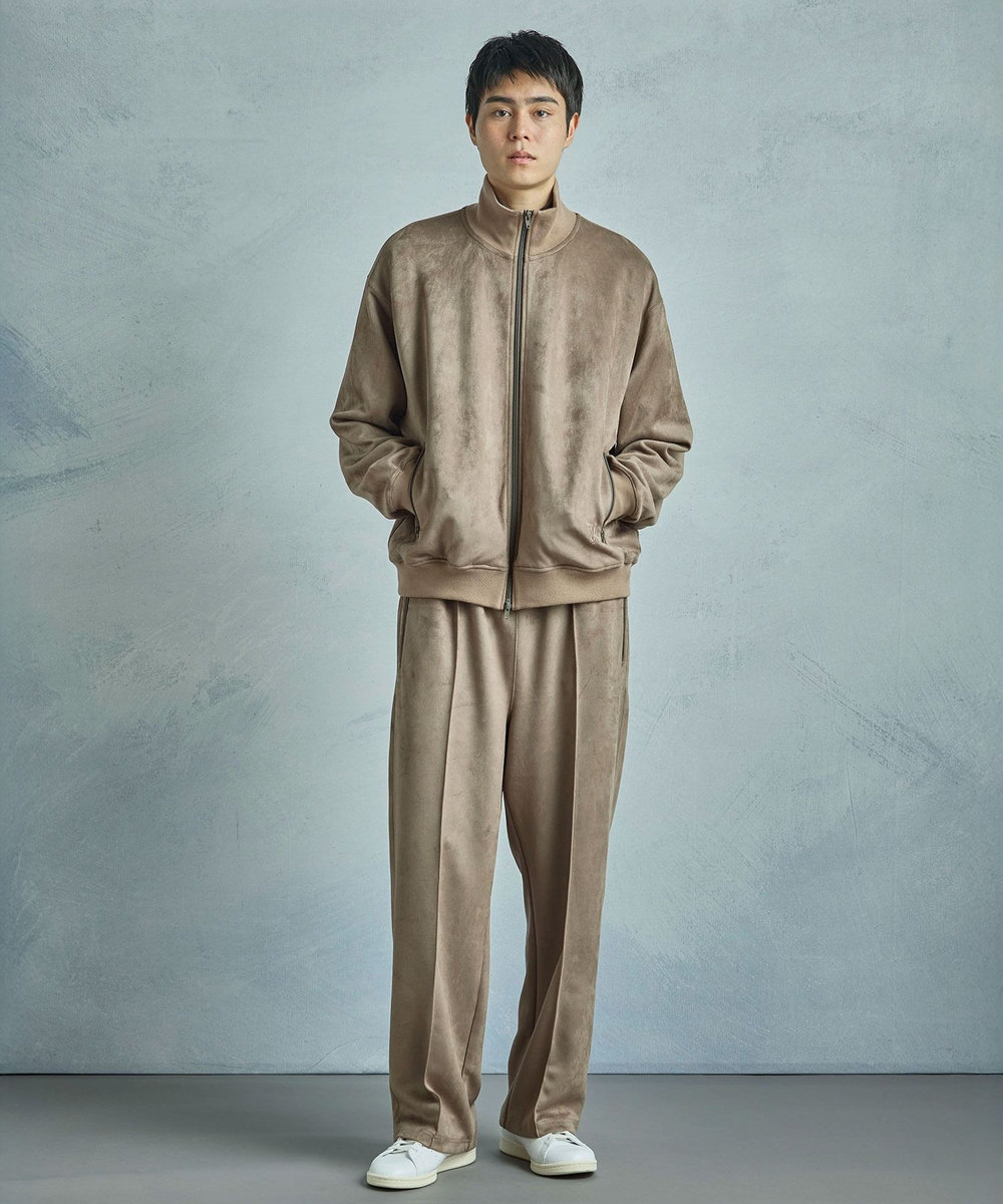 MEN'S BIGI 【50th Anniv . 中田 慎介】 SUEDE LIKE/HOUND’S TOOTH TRACK JACKET ベージュ