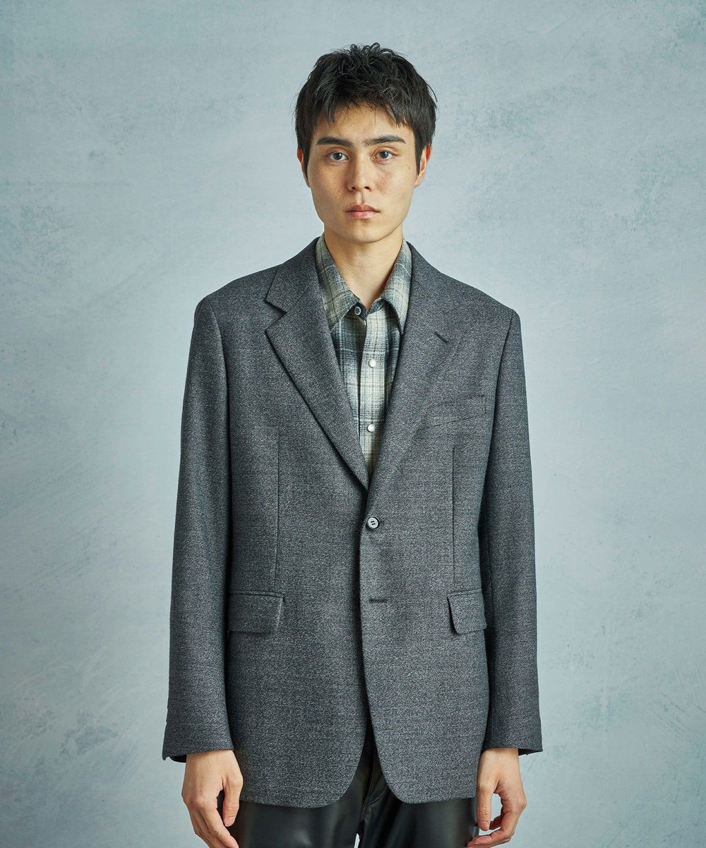 MEN'S BIGI メランジウール テーラードジャケット グレー