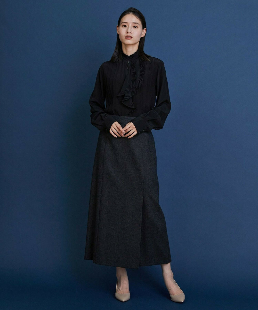 L'EQUIPE COUTURIER ウールカシミヤスカート チャコールグレー