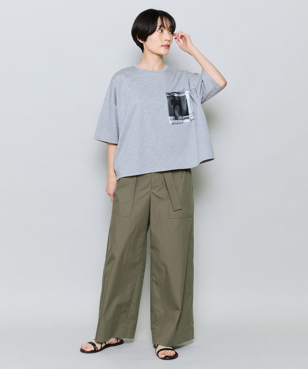 MOGA ハイゲージ天竺フォトプリントTシャツ トップグレー