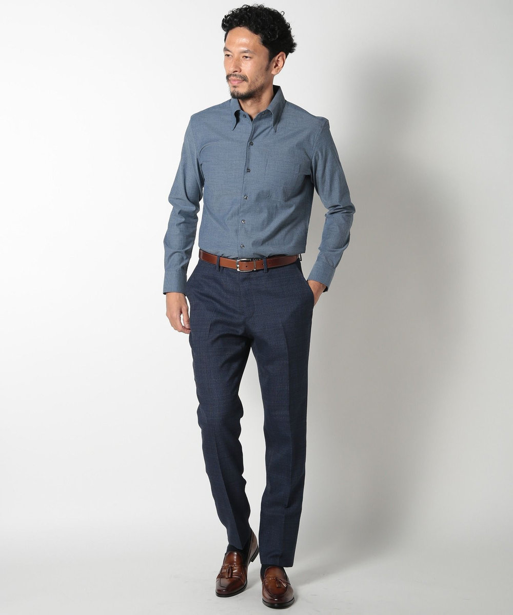 MEN'S BIGI 【ACTIVE TAILOR】ミックスヤーン/ホップサックスラックス ネイビー